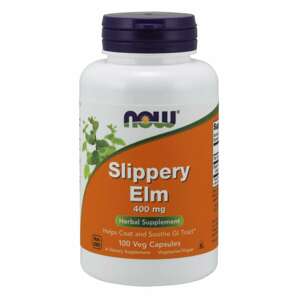 Now® Foods NOW Slippery Elm (Jilm červený), 400 mg, 100 rostlinných kapslí Doplněk stravy