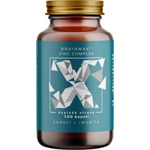 BrainMax Zinc Complex, Zinek, Selen, Měď a Kurkuma, 100 rostlinných kapslí Kombinace zinku, mědi, selenu a kurkumy ve vysoce biodostupné formě, doplněk stravy