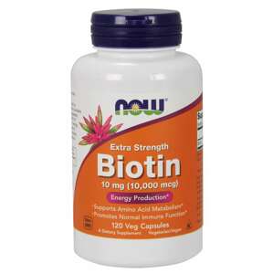 Now® Foods NOW Biotin, 10 mg Extra Strength, 120 rostlinných kapslí Doplněk stravy