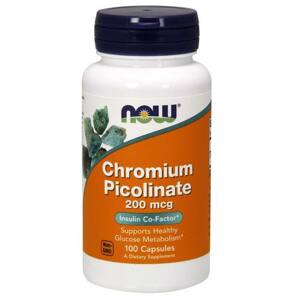 Now® Foods NOW Chromium Picolinate, 200 mcg, 100 rostlinných kapslí Doplněk stravy
