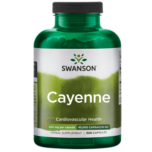 Swanson Cayenne (Kajenský pepř), 450 mg, 300 kapslí Doplněk stravy