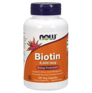 Now® Foods NOW Biotin, 5000 ug, 120 rostlinných kapslí Doplněk stravy
