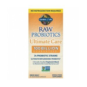 Garden of Life RAW Probiotika, Ultimátní péče, 100 mld CFU, 34 probiotických kmenů, 30 rostlinných kapslí Doplněk stravy
