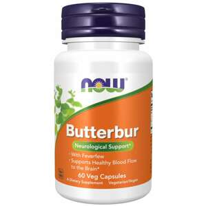 Now® Foods NOW Butterbur with Feverfew (Devětsil a Řimbaba) 75mg, 60 rostlinných kapslí Doplněk stravy