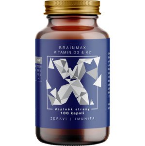 BrainMax Vitamin D3 & K2, D3 5000 IU / K2 jako MK7 all-trans K2VITAL®DELTA 150 mcg, 100 rostlinných kapslí Vysoká dávka D3 & patentovaná forma K2 MK-7 K2VITAL®DELTA, Doplněk stravy