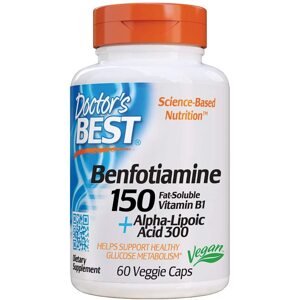Doctor's Best Benfotiamine with Alpha Lipoic Acid (vitamin B1 s kyselinou lipoovou), 150 mg, 60 rostlinných kapslí Doplněk stravy