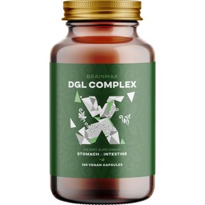 BrainMax DGL Complex (Deglycyrrhizinovaná lékořice), 100 rostlinných kapslí Speciálně upravený extrakt lékořice s aloe vera pro podporu trávicího traktu, doplněk stravy
